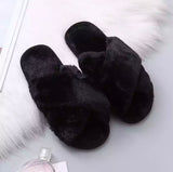 Criss-Cross Furry Slippers