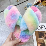 Criss-Cross Furry Slippers