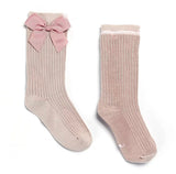 Ribbed Knee Socks with Bow