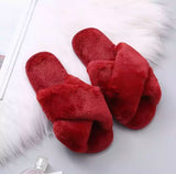 Criss-Cross Furry Slippers