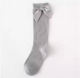 Ribbed Knee Socks with Bow