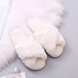 Criss-Cross Furry Slippers