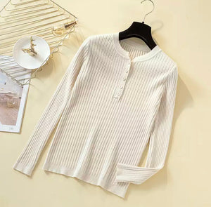 Ribbed Button Top