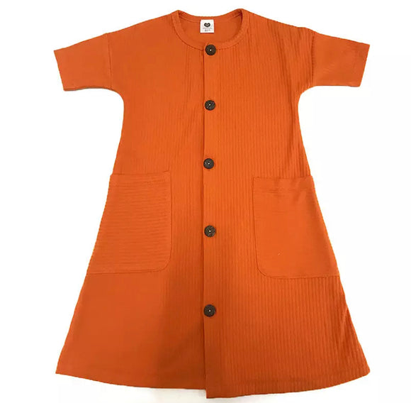Orange Ribbed Dress