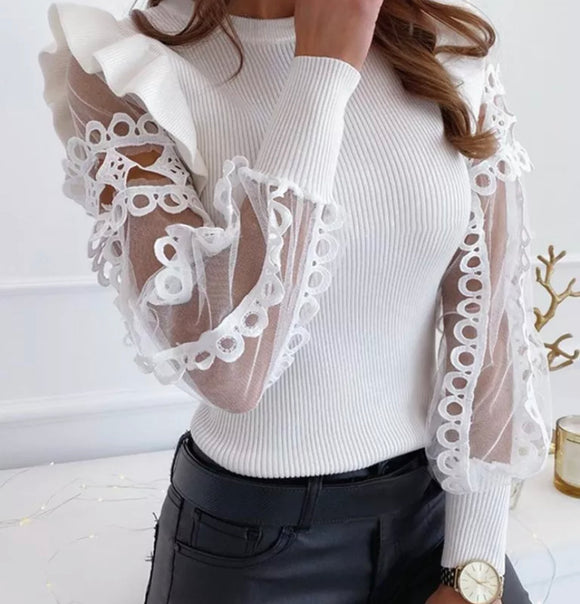Sweater with Sheer Sleeves