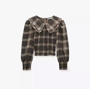 Plaid Collared Top