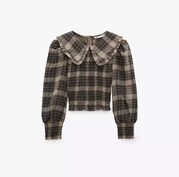 Plaid Collared Top