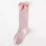 Ribbed Knee Socks with Bow