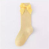 Ribbed Knee Socks with Bow