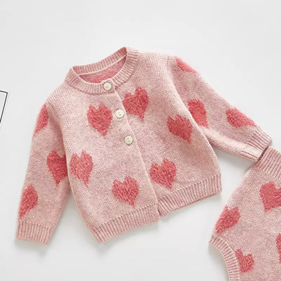 Pink Hearts Knit Set