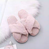 Criss-Cross Furry Slippers