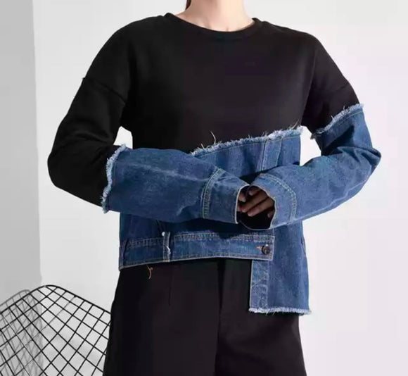 Denim Asymmetrical Top